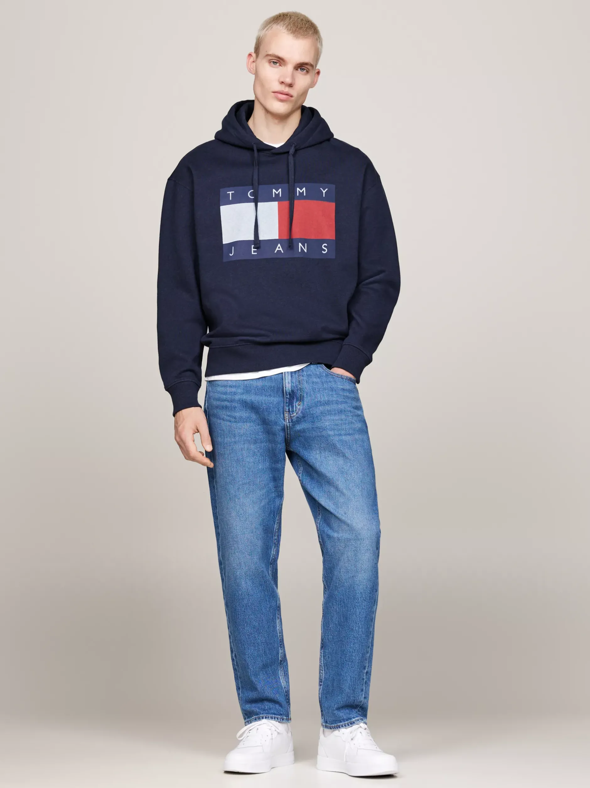 Bluzy Dresowe & Z Kapturem*Tommy Hilfiger Bluza O Luźnym Kroju Z Naszywką DARK NIGHT NAVY MELANGE