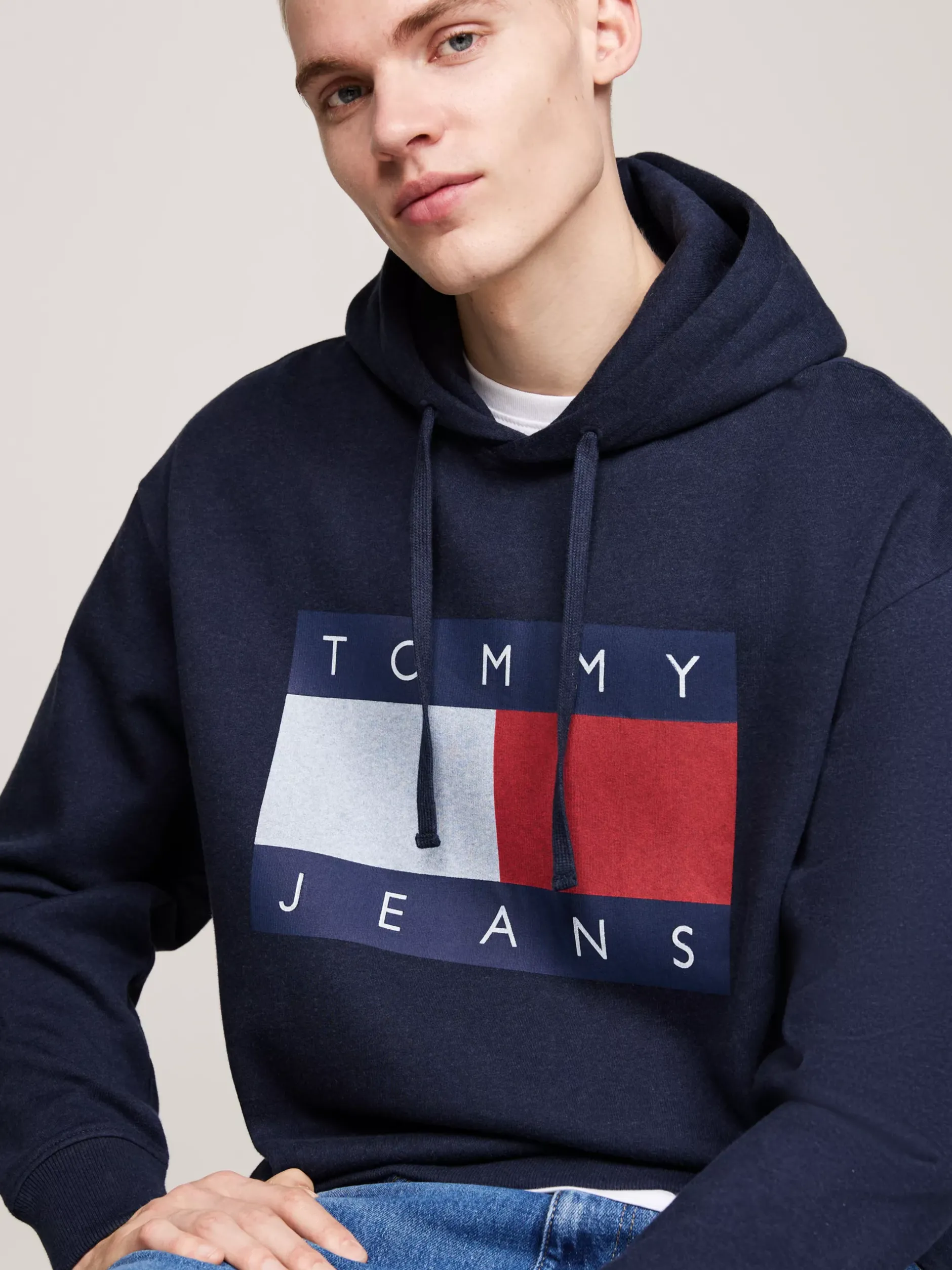 Bluzy Dresowe & Z Kapturem*Tommy Hilfiger Bluza O Luźnym Kroju Z Naszywką DARK NIGHT NAVY MELANGE