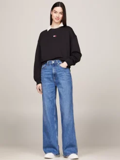 Bluzy Dresowe & Z Kapturem*Tommy Hilfiger Bluza O Pudełkowym Kroju Z Naszywką BLACK