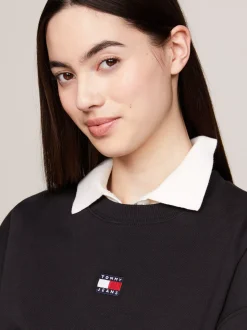 Bluzy Dresowe & Z Kapturem*Tommy Hilfiger Bluza O Pudełkowym Kroju Z Naszywką BLACK