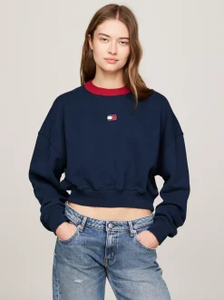 Bluzy Dresowe & Z Kapturem*Tommy Hilfiger Bluza O Skróconym Luźnym Kroju Z Naszywką Tommy DARK NIGHT NAVY