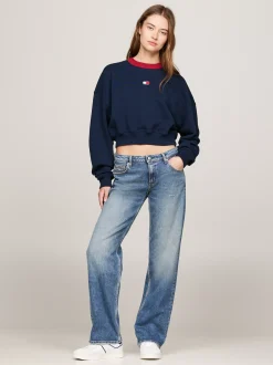 Bluzy Dresowe & Z Kapturem*Tommy Hilfiger Bluza O Skróconym Luźnym Kroju Z Naszywką Tommy DARK NIGHT NAVY