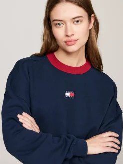 Bluzy Dresowe & Z Kapturem*Tommy Hilfiger Bluza O Skróconym Luźnym Kroju Z Naszywką Tommy DARK NIGHT NAVY