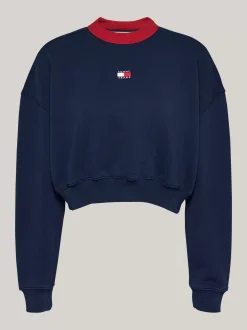 Bluzy Dresowe & Z Kapturem*Tommy Hilfiger Bluza O Skróconym Luźnym Kroju Z Naszywką Tommy DARK NIGHT NAVY