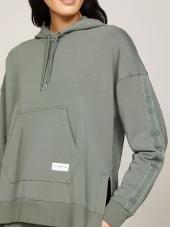 Stroje Domowe*Tommy Hilfiger Bluza Od Piżamy Z Kapturem I Logo Hilfiger STONEWASH GREEN