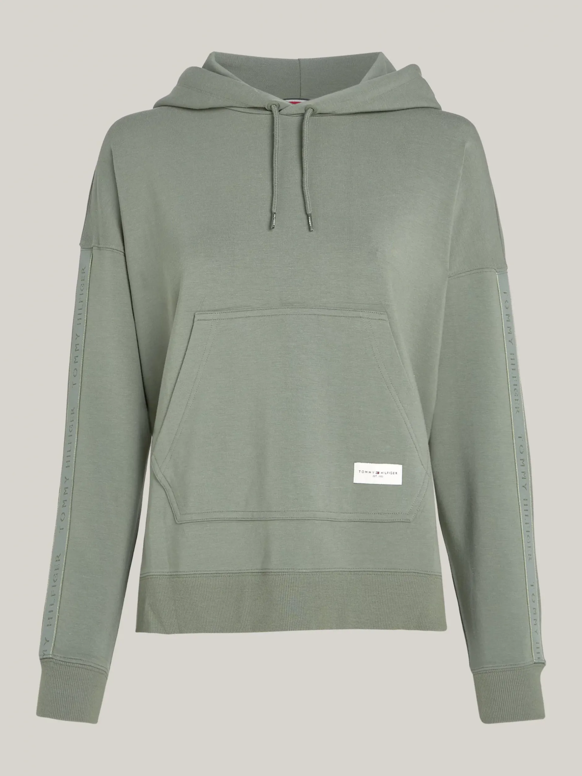 Stroje Domowe*Tommy Hilfiger Bluza Od Piżamy Z Kapturem I Logo Hilfiger STONEWASH GREEN