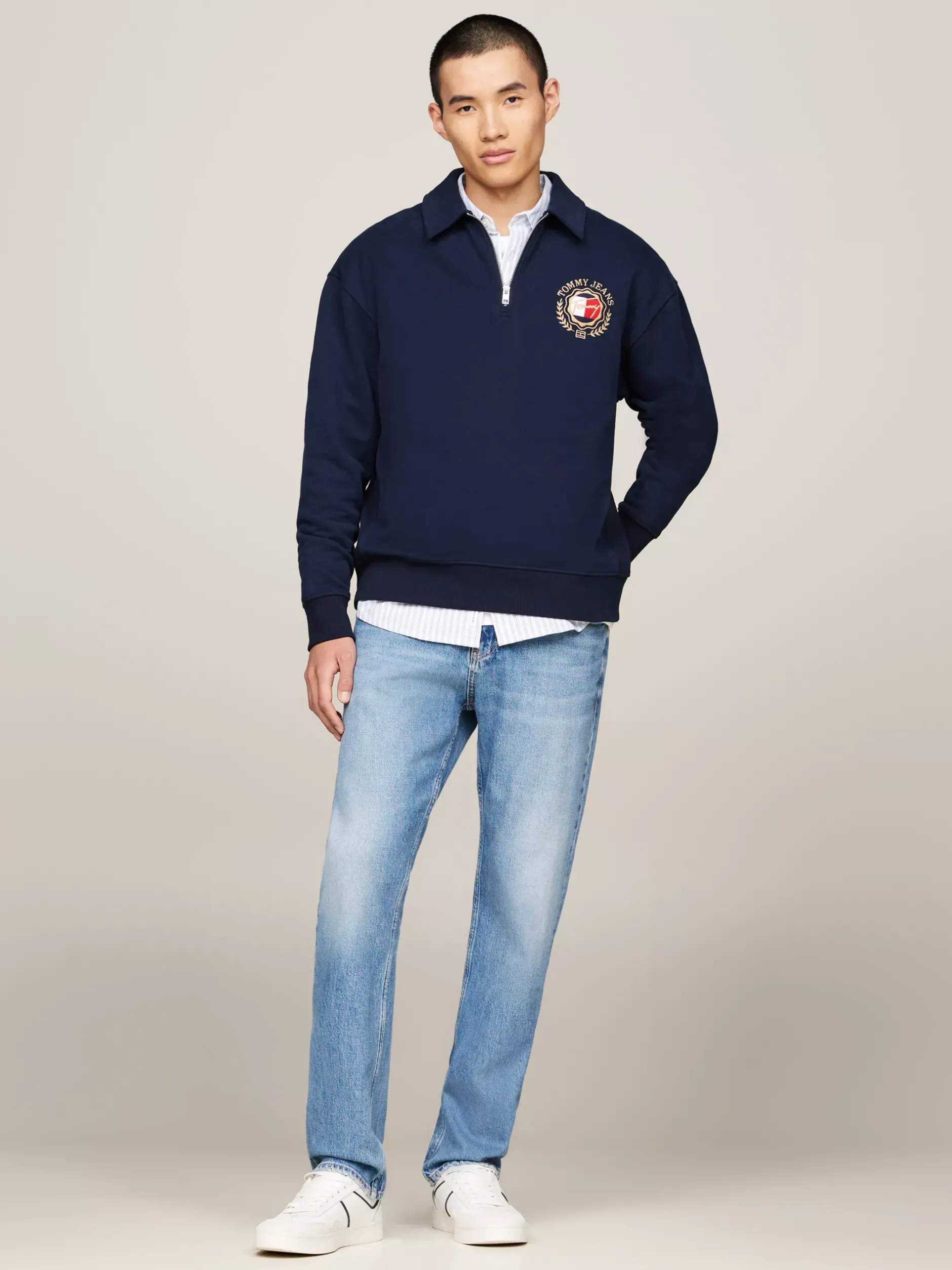 Bluzy Dresowe & Z Kapturem*Tommy Hilfiger Bluza Prep Explorer Z Zamkiem Do 1/4 Długości DARK NIGHT NAVY