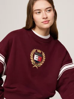 Bluzy Dresowe & Z Kapturem*Tommy Hilfiger Bluza Tommy O Pudełkowym Kroju DEEP ROUGE