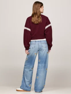 Bluzy Dresowe & Z Kapturem*Tommy Hilfiger Bluza Tommy O Pudełkowym Kroju DEEP ROUGE