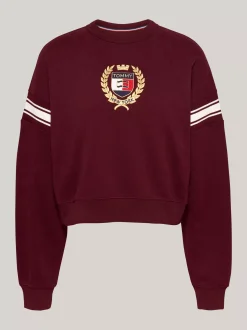 Bluzy Dresowe & Z Kapturem*Tommy Hilfiger Bluza Tommy O Pudełkowym Kroju DEEP ROUGE