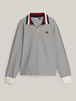 Bluzy Dresowe & Z Kapturem*Tommy Hilfiger Bluza W Bretońskie Paski Z Emblematem I Zamkiem IVORY/DESERT SKY