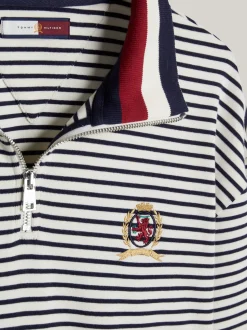 Bluzy Dresowe & Z Kapturem*Tommy Hilfiger Bluza W Bretońskie Paski Z Emblematem I Zamkiem IVORY/DESERT SKY