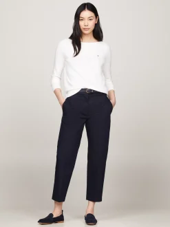 Bluzy Dresowe & Z Kapturem*Tommy Hilfiger Bluza Z Dżerseju Z Dekoltem W łódkę ECRU