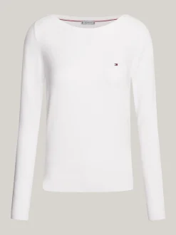Bluzy Dresowe & Z Kapturem*Tommy Hilfiger Bluza Z Dżerseju Z Dekoltem W łódkę ECRU