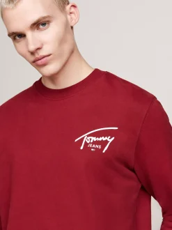 Bluzy Dresowe & Z Kapturem*Tommy Hilfiger Bluza Z Grafiką Z Logo Z Tyłu REGATTA RED