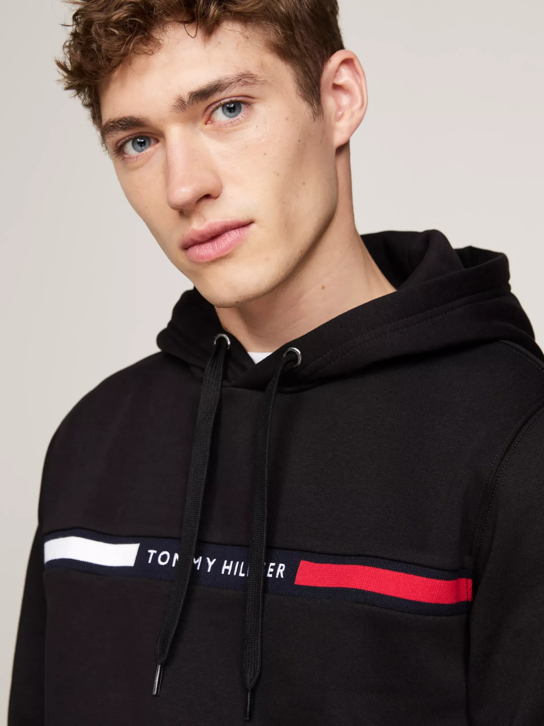 Bluzy Dresowe & Z Kapturem*Tommy Hilfiger Bluza Z Kapturem ściąganym Troczkami I Logo BLACK