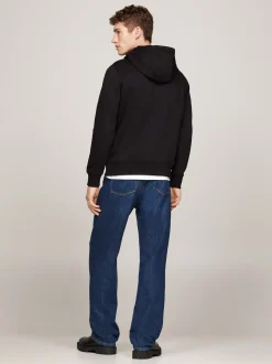 Bluzy Dresowe & Z Kapturem*Tommy Hilfiger Bluza Z Kapturem ściąganym Troczkami I Logo BLACK