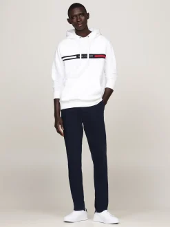 Bluzy Dresowe & Z Kapturem*Tommy Hilfiger Bluza Z Kapturem ściąganym Troczkami I Logo WHITE