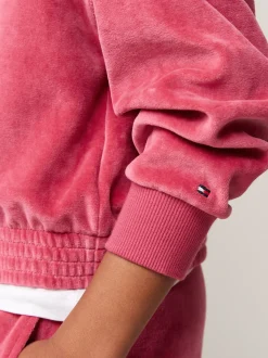 Bluzy Dresowe I Z Kapturem*Tommy Hilfiger Bluza Z Kapturem I Kaligrafowanym Logo HERITAGE PINK