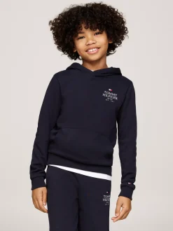 Bluzy Dresowe I Z Kapturem*Tommy Hilfiger Bluza Z Kapturem I Kieszenią Typu Kangur DESERT SKY