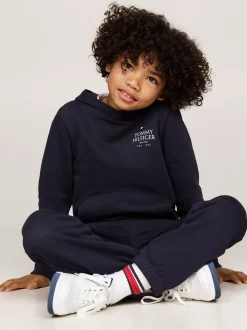 Bluzy Dresowe I Z Kapturem*Tommy Hilfiger Bluza Z Kapturem I Kieszenią Typu Kangur DESERT SKY
