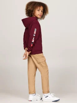 Bluzy Dresowe I Z Kapturem*Tommy Hilfiger Bluza Z Kapturem I Logo Na Rękawach DEEP ROUGE