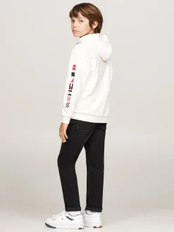 Bluzy Dresowe I Z Kapturem*Tommy Hilfiger Bluza Z Kapturem I Logo Na Rękawach ANCIENT WHITE
