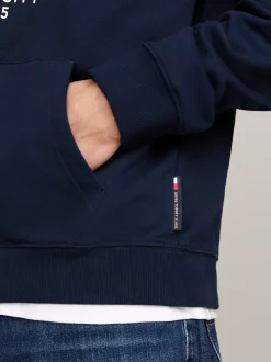 Bluzy Dresowe & Z Kapturem*Tommy Hilfiger Bluza Z Kapturem I Logo W Stylu Graffiti DARK NIGHT NAVY