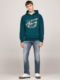 Bluzy Dresowe & Z Kapturem*Tommy Hilfiger Bluza Z Kapturem I Logo W Stylu Graffiti DEEP SEAWATER