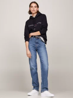 Bluzy Dresowe & Z Kapturem*Tommy Hilfiger Bluza Z Kapturem I Logo Z Kolekcji Essential DESERT SKY