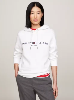 Bluzy Dresowe & Z Kapturem*Tommy Hilfiger Bluza Z Kapturem I Logo Z Kolekcji Essential WHITE