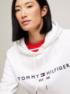 Bluzy Dresowe & Z Kapturem*Tommy Hilfiger Bluza Z Kapturem I Logo Z Kolekcji Essential WHITE