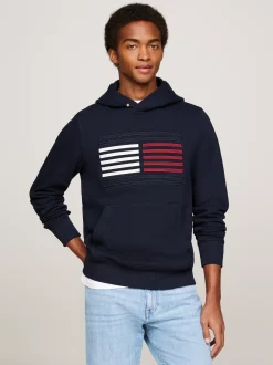 Bluzy Dresowe & Z Kapturem*Tommy Hilfiger Bluza Z Kapturem I Motywem Flagi Hilfiger DESERT SKY