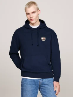 Bluzy Dresowe & Z Kapturem*Tommy Hilfiger Bluza Z Kapturem I Wyhaftowanym Emblematem DARK NIGHT NAVY
