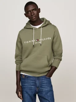 Bluzy Dresowe & Z Kapturem*Tommy Hilfiger Bluza Z Kapturem I Wyhaftowanym Logo BATTLE GREEN