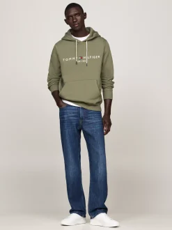 Bluzy Dresowe & Z Kapturem*Tommy Hilfiger Bluza Z Kapturem I Wyhaftowanym Logo BATTLE GREEN