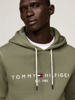 Bluzy Dresowe & Z Kapturem*Tommy Hilfiger Bluza Z Kapturem I Wyhaftowanym Logo BATTLE GREEN