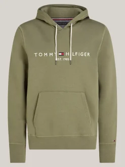 Bluzy Dresowe & Z Kapturem*Tommy Hilfiger Bluza Z Kapturem I Wyhaftowanym Logo BATTLE GREEN