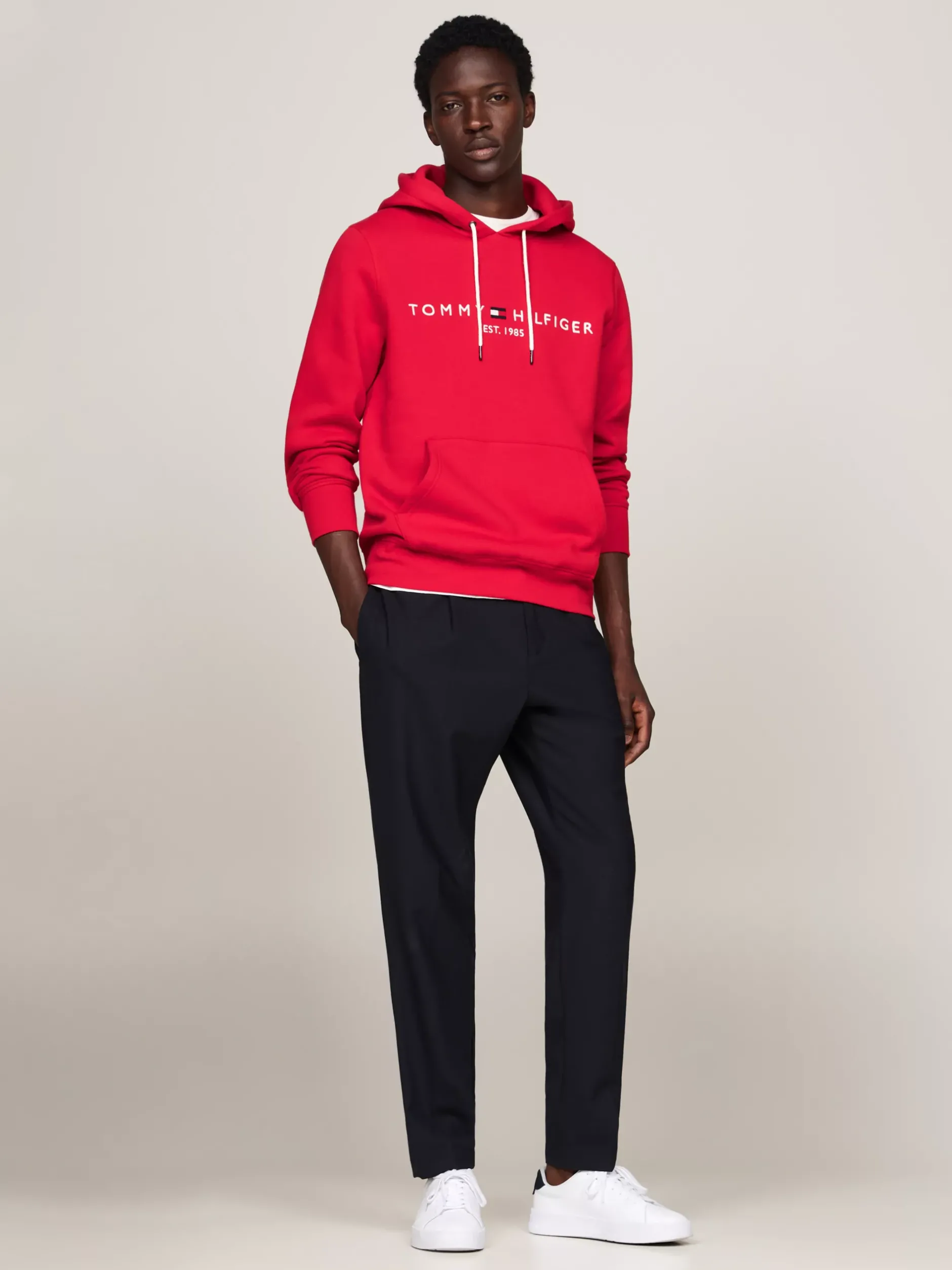 Bluzy Dresowe & Z Kapturem*Tommy Hilfiger Bluza Z Kapturem I Wyhaftowanym Logo PRIMARY RED