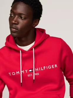Bluzy Dresowe & Z Kapturem*Tommy Hilfiger Bluza Z Kapturem I Wyhaftowanym Logo PRIMARY RED