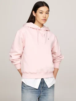 Bluzy Dresowe & Z Kapturem*Tommy Hilfiger Bluza Z Kapturem I Wyhaftowaną Flagą DELICATE PINK