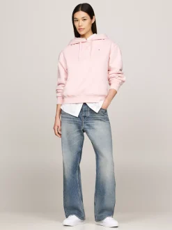 Bluzy Dresowe & Z Kapturem*Tommy Hilfiger Bluza Z Kapturem I Wyhaftowaną Flagą DELICATE PINK