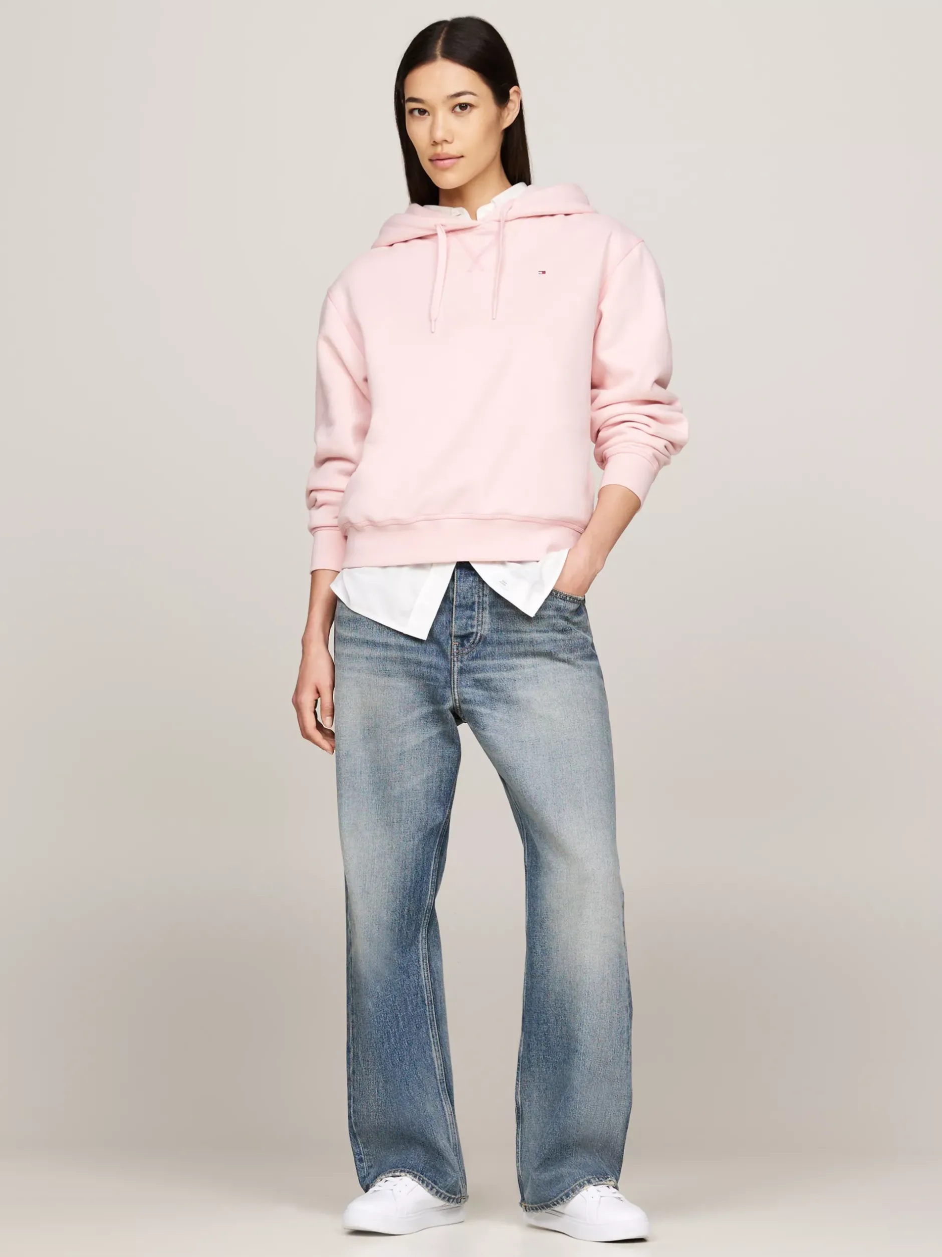 Bluzy Dresowe & Z Kapturem*Tommy Hilfiger Bluza Z Kapturem I Wyhaftowaną Flagą DELICATE PINK