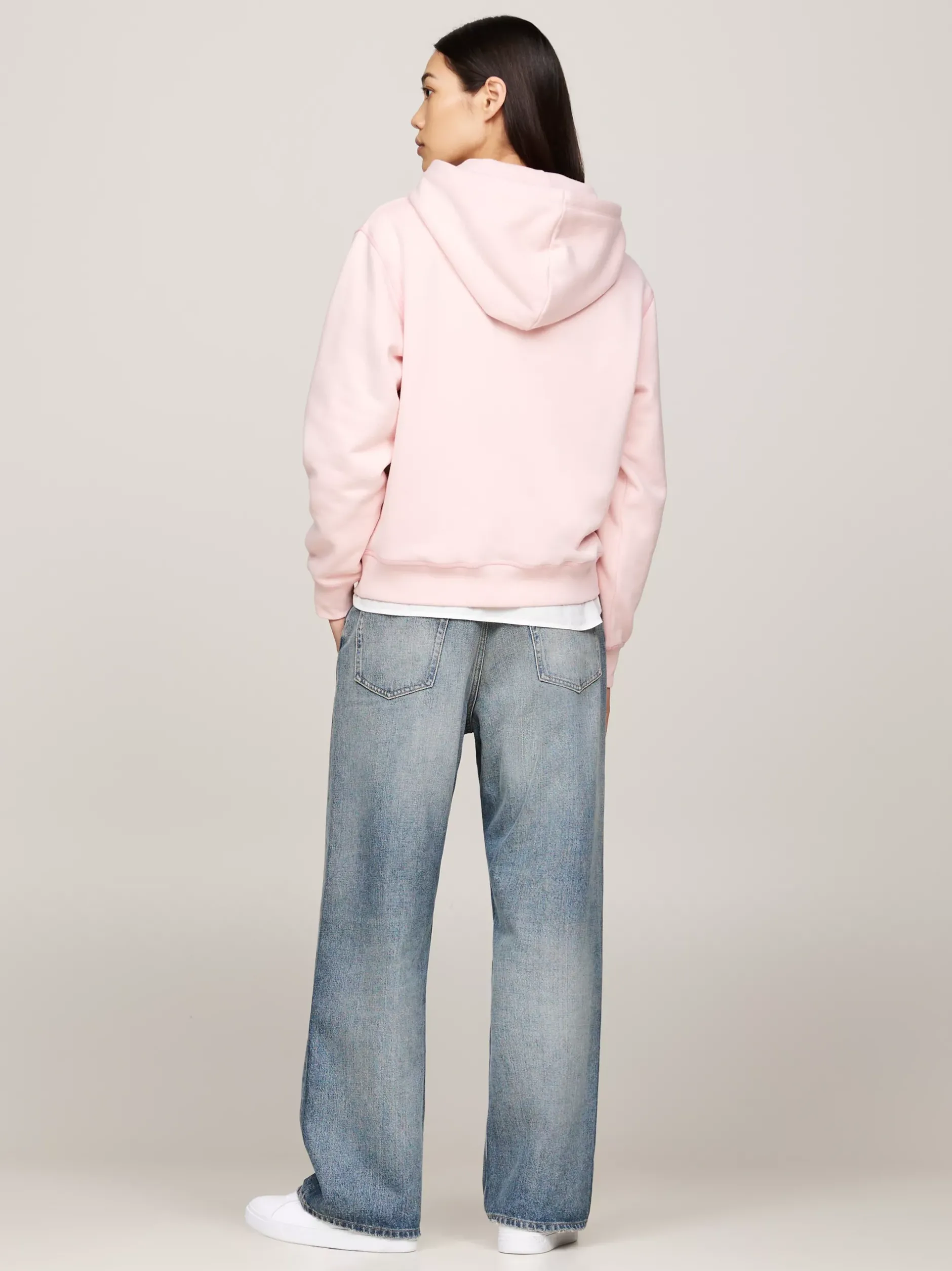 Bluzy Dresowe & Z Kapturem*Tommy Hilfiger Bluza Z Kapturem I Wyhaftowaną Flagą DELICATE PINK