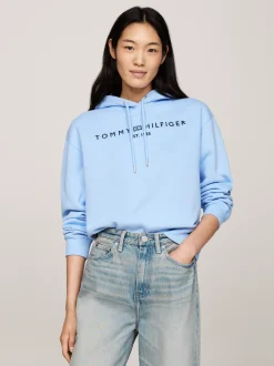 Bluzy Dresowe & Z Kapturem*Tommy Hilfiger Bluza Z Kapturem I Wyhaftowanym Logo VESSEL BLUE