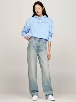 Bluzy Dresowe & Z Kapturem*Tommy Hilfiger Bluza Z Kapturem I Wyhaftowanym Logo VESSEL BLUE