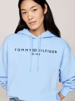 Bluzy Dresowe & Z Kapturem*Tommy Hilfiger Bluza Z Kapturem I Wyhaftowanym Logo VESSEL BLUE