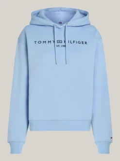 Bluzy Dresowe & Z Kapturem*Tommy Hilfiger Bluza Z Kapturem I Wyhaftowanym Logo VESSEL BLUE