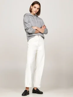 Bluzy Dresowe & Z Kapturem*Tommy Hilfiger Bluza Z Kapturem I Wyhaftowanym Logo MEDIUM HEATHER GREY