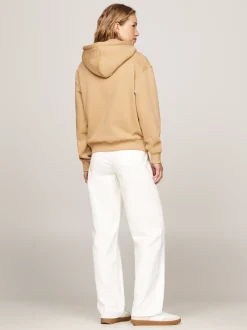 Bluzy Dresowe & Z Kapturem*Tommy Hilfiger Bluza Z Kapturem I Wyhaftowanym Logo CLASSIC KHAKI